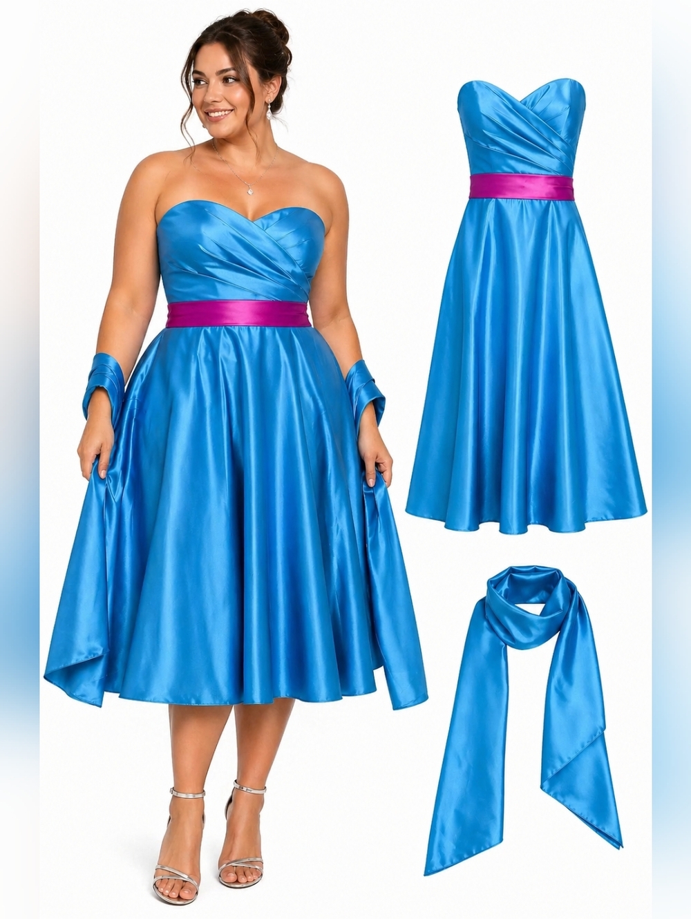 NWT Mori Lee Strapless A-Line Dress Turquoise Size 12